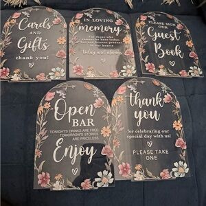 Floral Chalkboard Style Party Signs Set